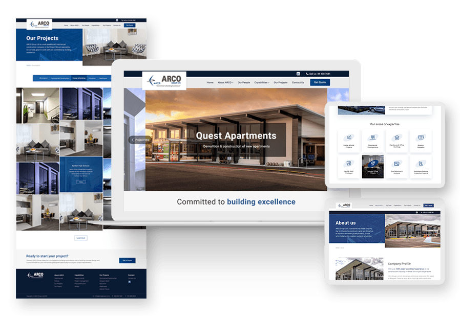 Rebevacy created the website for construction company ARCO to present their services